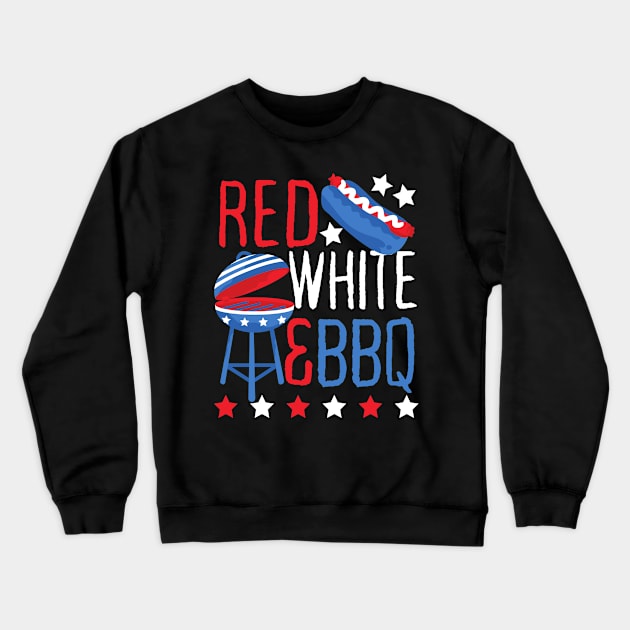 Red White and BBQ USA Holiday Barbeque Crewneck Sweatshirt by DetourShirts